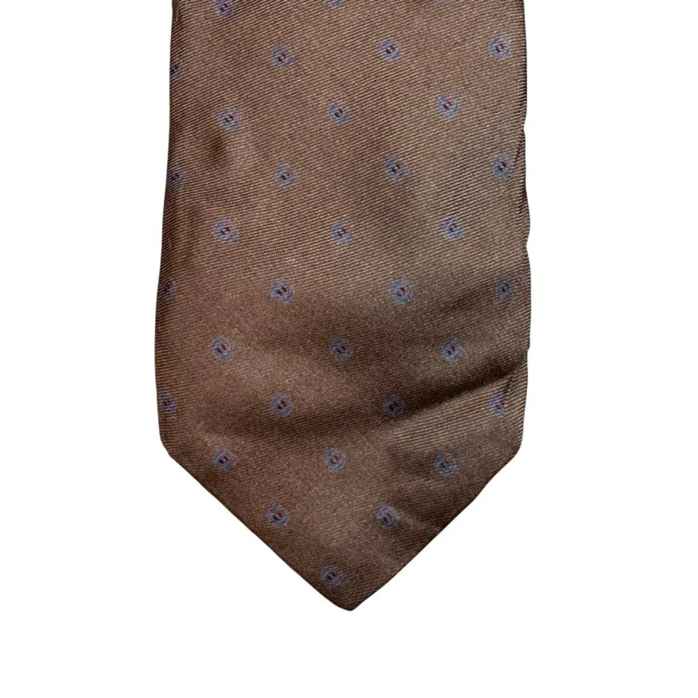 G. Brooke Jordan Marsh Mens Silk Tie Brown Medallion Hand Sewn Vintage Pattern